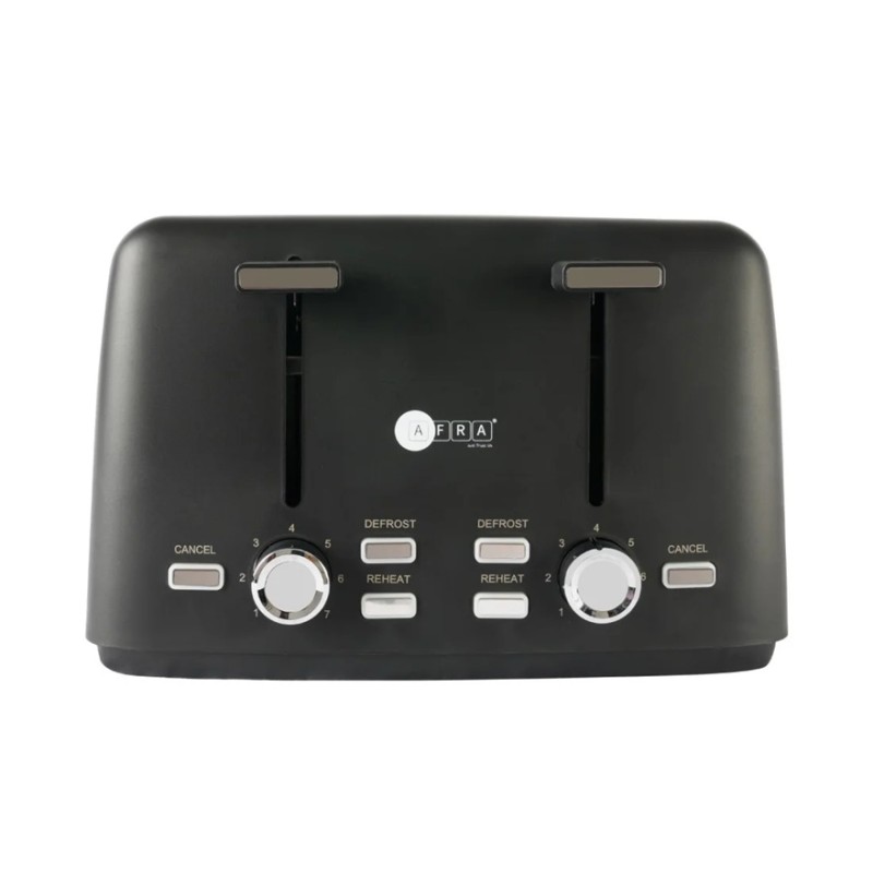 Afra Electric Toaster 4-Slot 7 Way Heat Setting 1600W Black AF24700TOBL